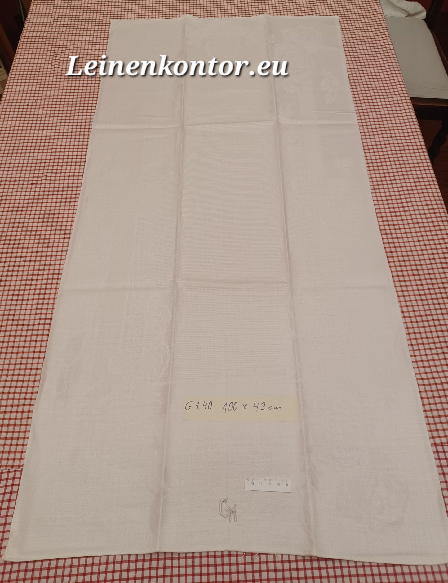 G1.40 (100cm x 49cm) Damast-Geschirrhandtuch Altes Bauerleinen Landhaus Leinenstoff Leinenhandtücher