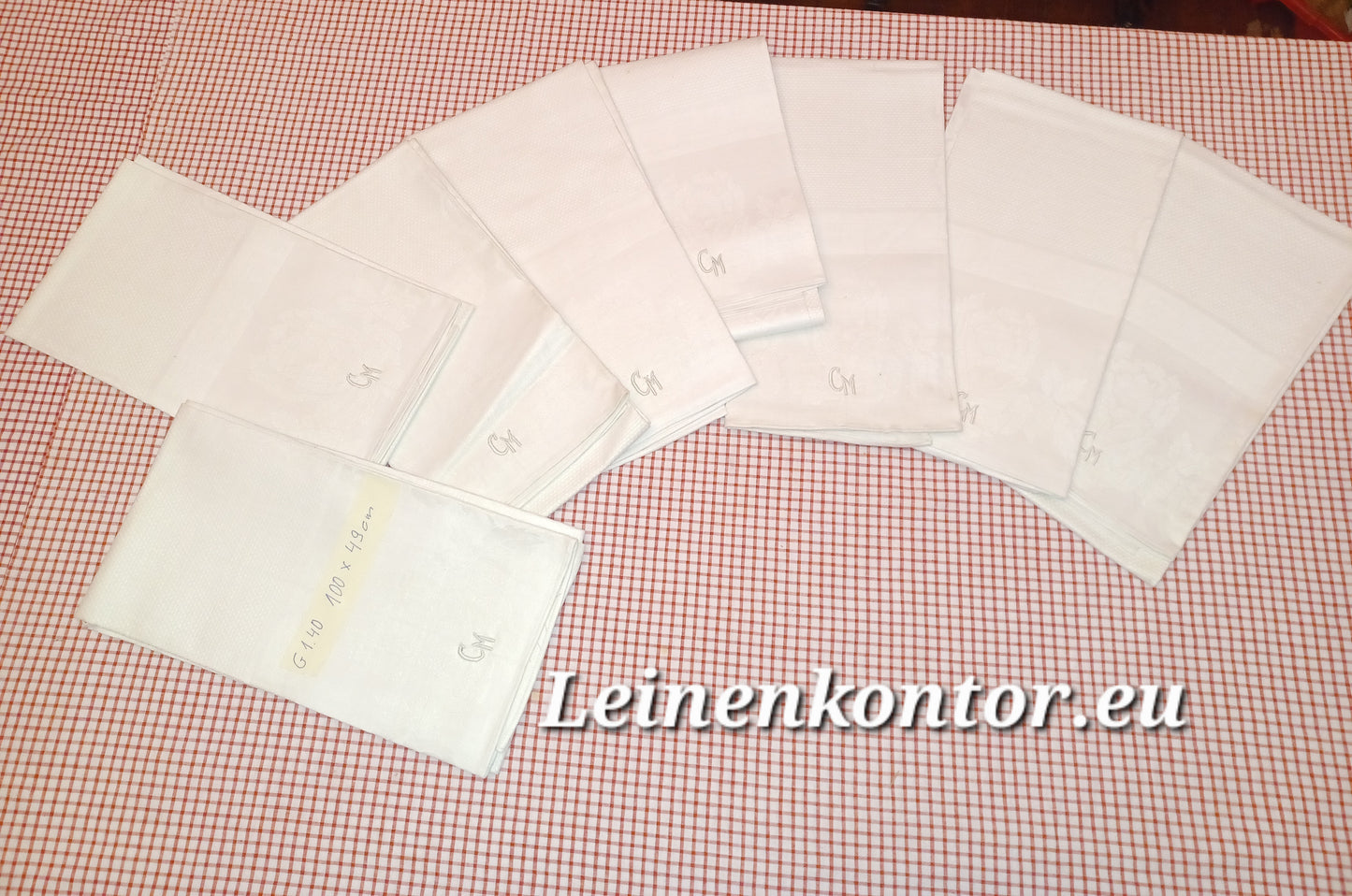 G1.40 (100cm x 49cm) Damast-Geschirrhandtuch Altes Bauerleinen Landhaus Leinenstoff Leinenhandtücher