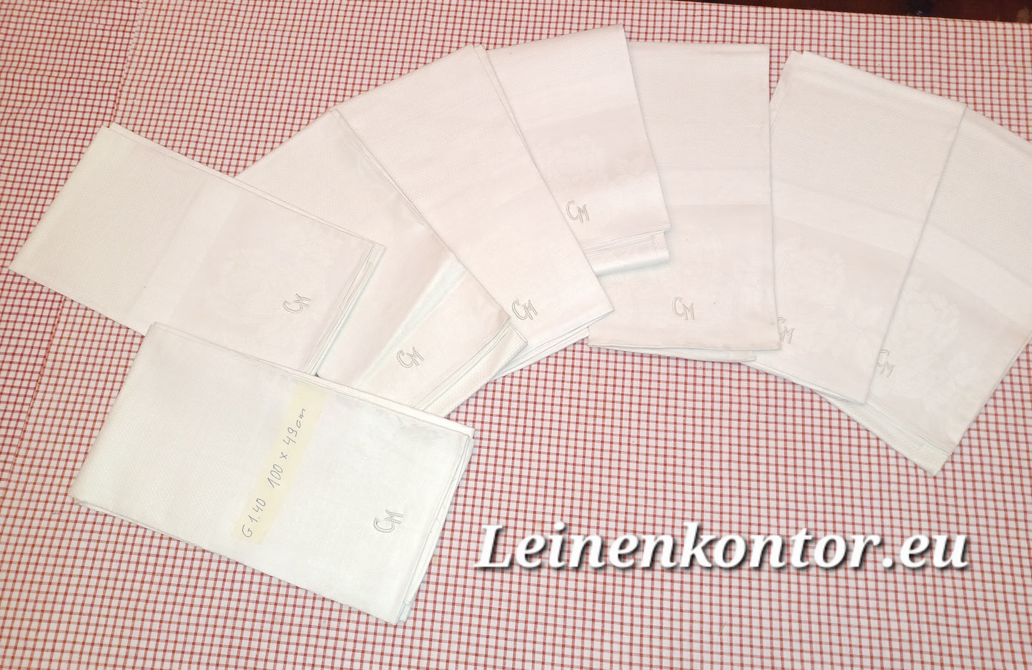 G1.40 (100cm x 49cm) Damast-Geschirrhandtuch Altes Bauerleinen Landhaus Leinenstoff Leinenhandtücher