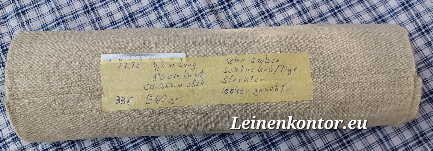 27.72 (4,2m x 0,80m x 0,6mm) Altes Bauernleinen Landhaus Leinenstoff Leinenballen