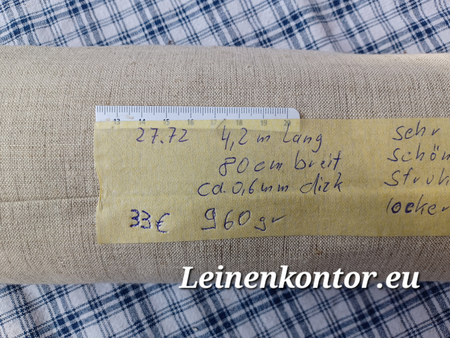 27.72 (4,2m x 0,80m x 0,6mm) Altes Bauernleinen Landhaus Leinenstoff Leinenballen