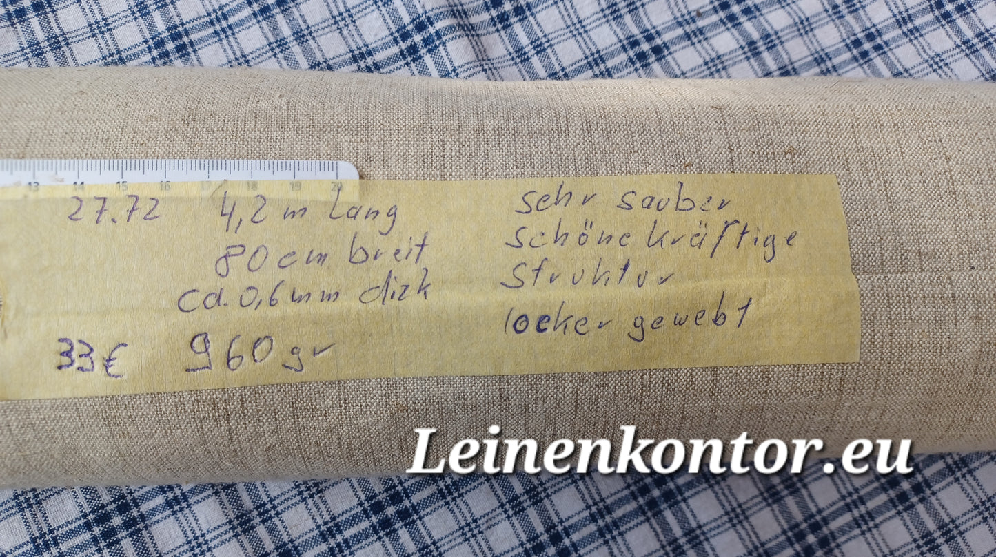 27.72 (4,2m x 0,80m x 0,6mm) Altes Bauernleinen Landhaus Leinenstoff Leinenballen