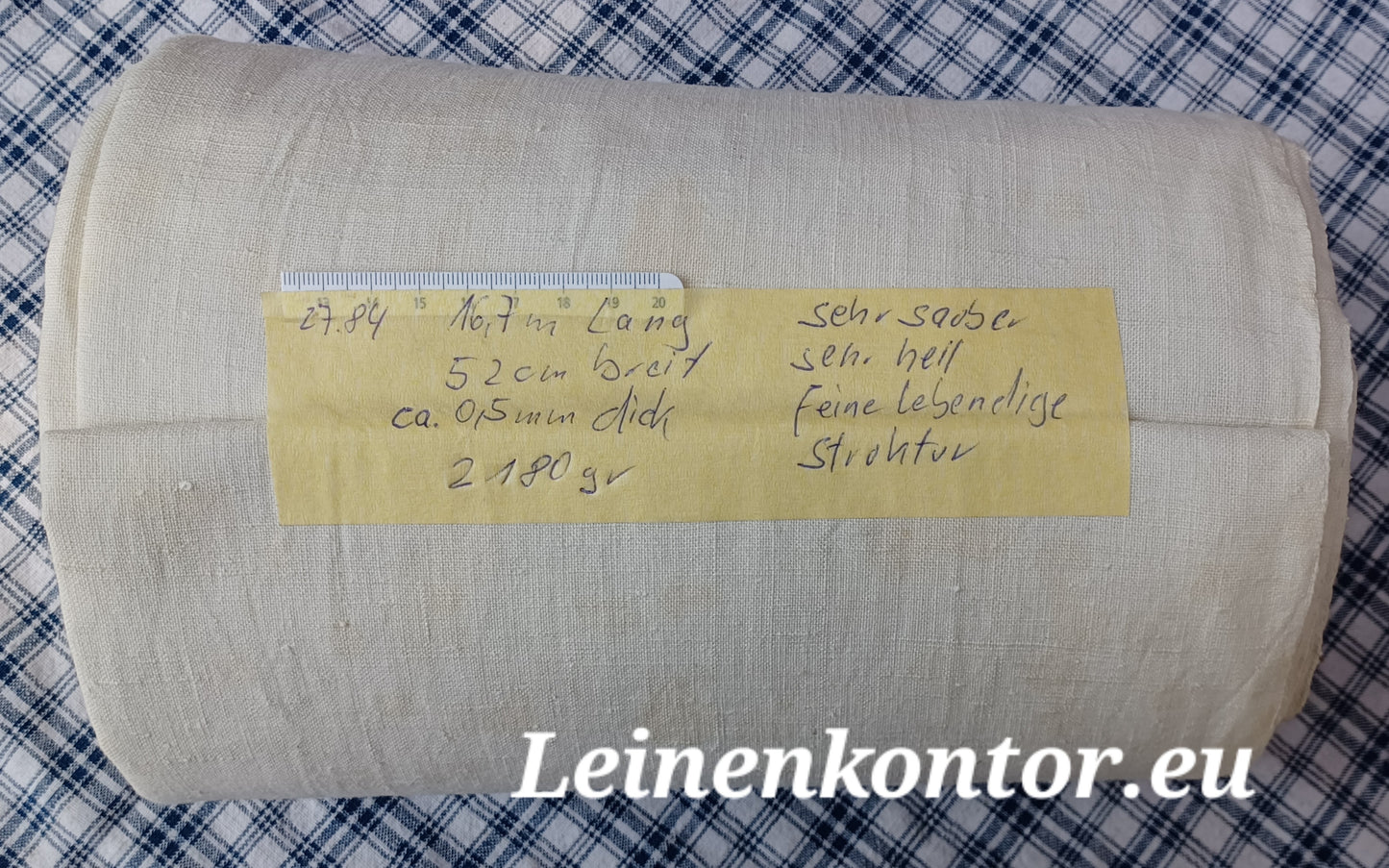 27.84 (16,7m x 0,52m x 0,5mm) Altes Bauernleinen Landhaus Leinenstoff Leinenballen