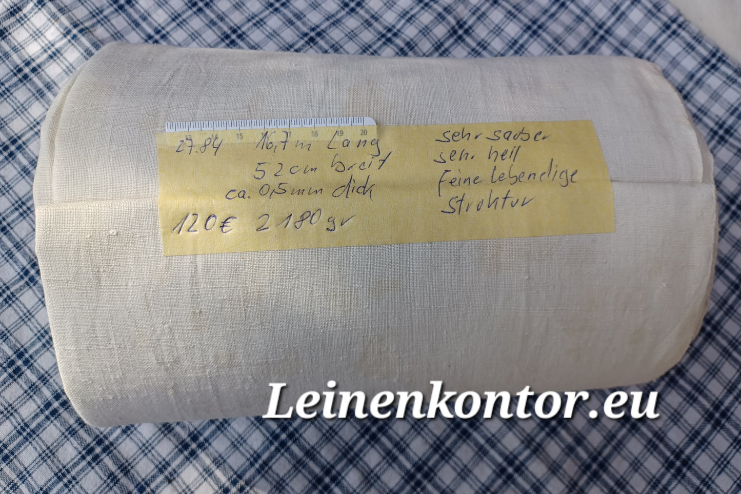 27.84 (16,7m x 0,52m x 0,5mm) Altes Bauernleinen Landhaus Leinenstoff Leinenballen