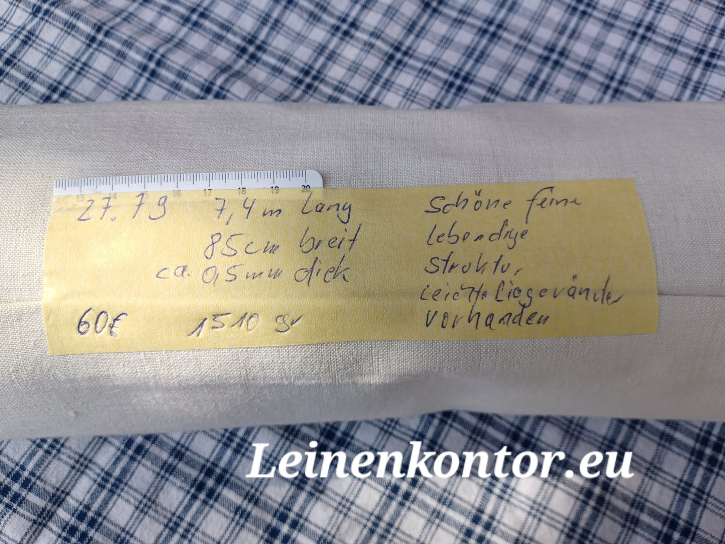 27.79 (7,4m x 0,85m x 0,5mm) Altes Bauernleinen Landhaus Leinenstoff Leinenballen