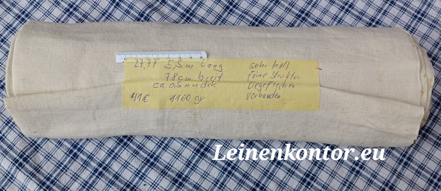 27.77 (5,5m x 0,78m x 0,5mm) Altes Bauernleinen Landhaus Leinenstoff Leinenballen