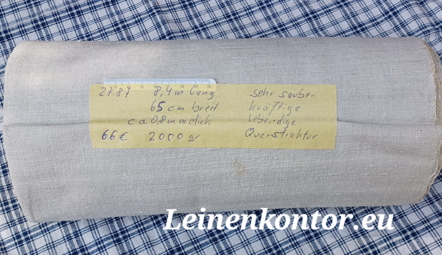 27.87 (8,4m x 0,65m x 0,8mm) Altes Bauernleinen Landhaus Leinenstoff Leinenballen