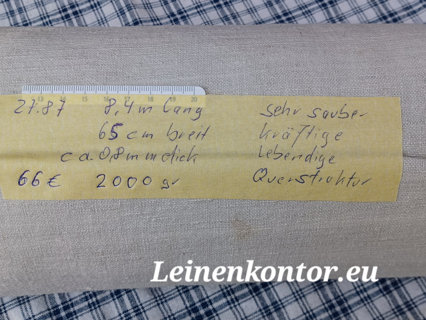 27.87 (8,4m x 0,65m x 0,8mm) Altes Bauernleinen Landhaus Leinenstoff Leinenballen