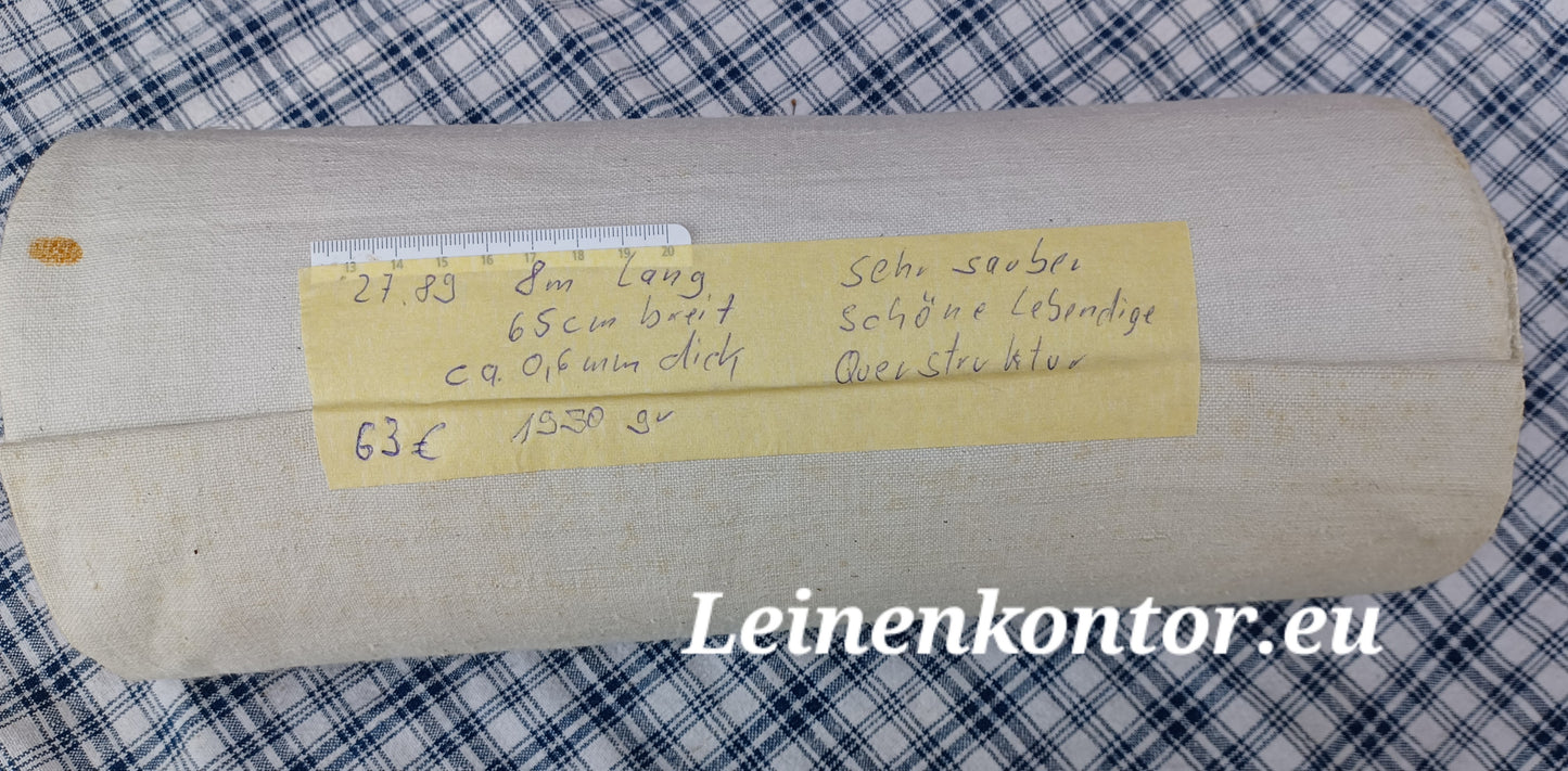 27.89 (8m x 0,65m x 0,6mm) Altes Bauernleinen Landhaus Leinenstoff Leinenballen