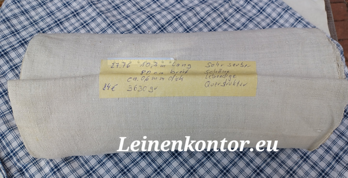 27.76 (10,3m x 0,80m x 0,6mm) Altes Bauernleinen Landhaus Leinenstoff Leinenballen