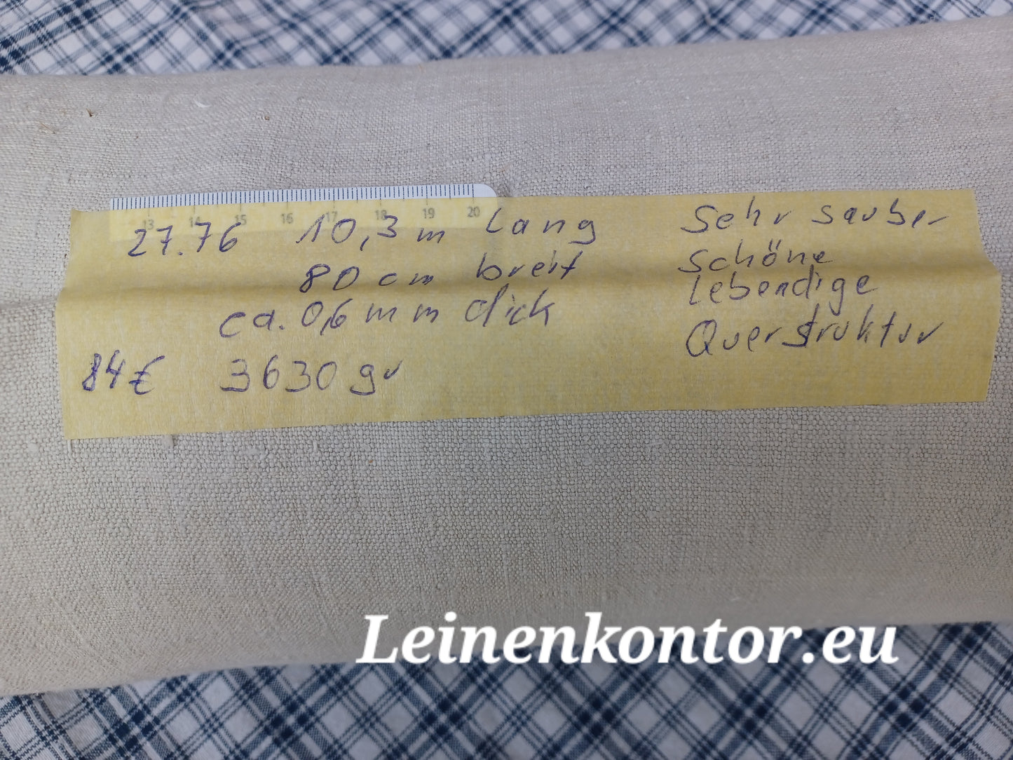27.76 (10,3m x 0,80m x 0,6mm) Altes Bauernleinen Landhaus Leinenstoff Leinenballen