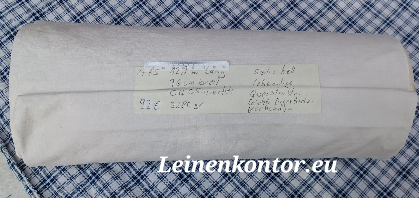 27.65 12,7m x 0,76m x 0,5mm) Altes Bauernleinen Landhaus Leinenstoff Leinenballen