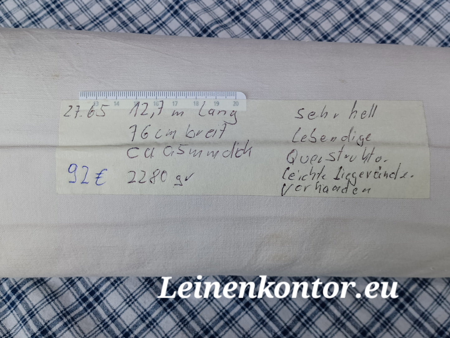 27.65 12,7m x 0,76m x 0,5mm) Altes Bauernleinen Landhaus Leinenstoff Leinenballen