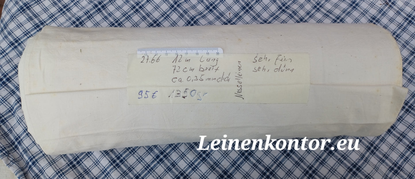 27.66 (12m x 0,72m x 0,35mm) Nesselleinen Altes Bauernleinen Landhaus Leinenstoff Leinenballen