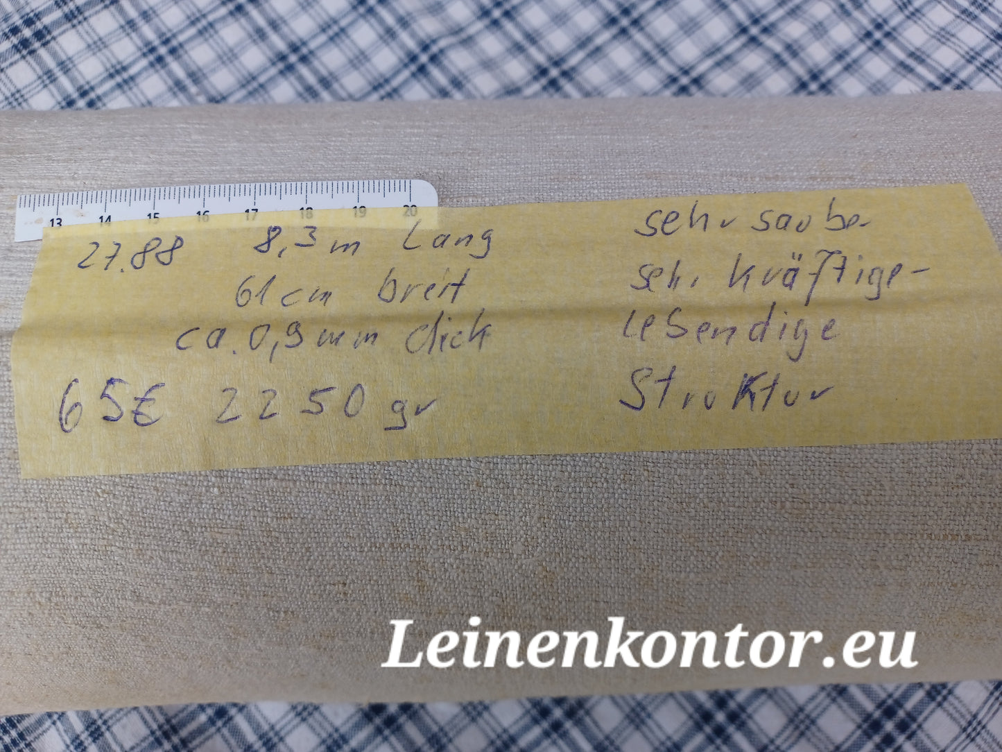 27.88 (8,3m x 0,61m x 0,9mm) Altes Bauernleinen Landhaus Leinenstoff Leinenballen