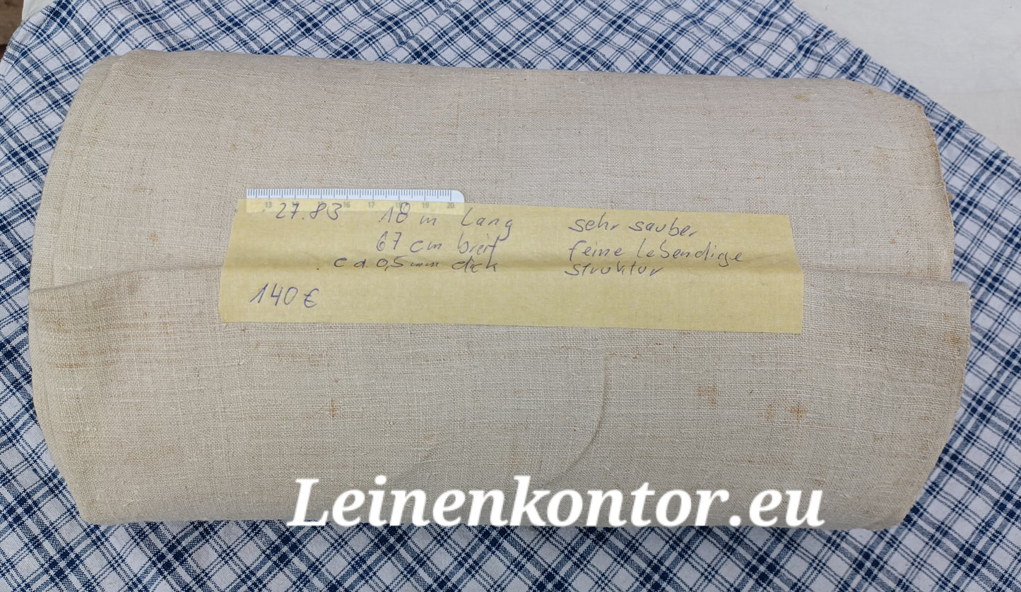 27.83 (18m x 0,67m x 0,5mm) Altes Bauernleinen Landhaus Leinenstoff Leinenballen
