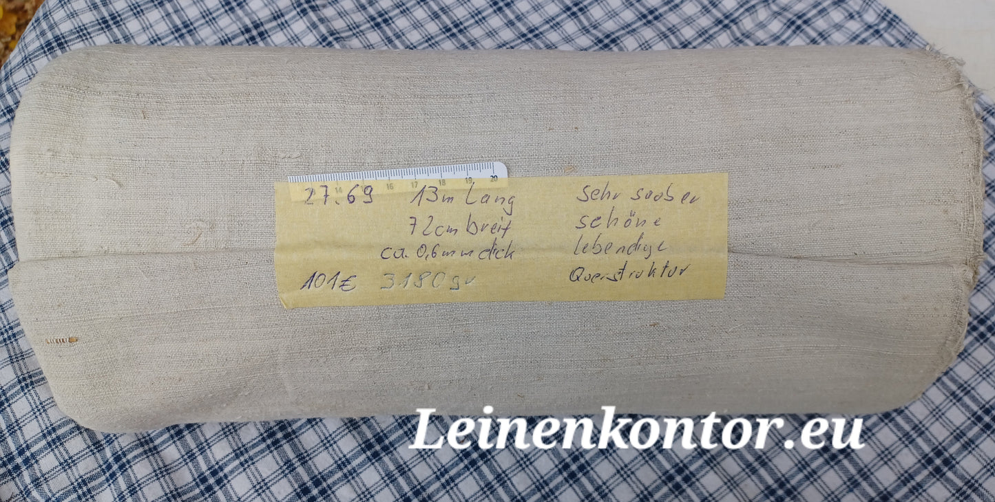 27.69 (13m x 0,72m x 0,6mm) Altes Bauernleinen Landhaus Leinenstoff Leinenballen