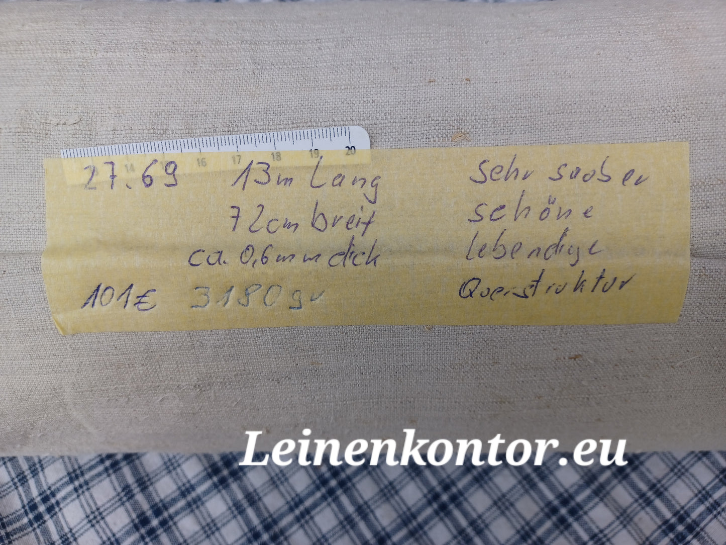 27.69 (13m x 0,72m x 0,6mm) Altes Bauernleinen Landhaus Leinenstoff Leinenballen