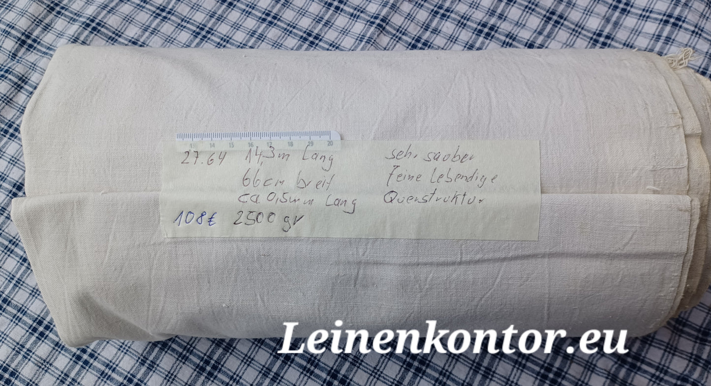 27.64 (14,3m x 0,66m x 0,5mm) Altes Bauernleinen Landhaus Leinenstoff Leinenballen