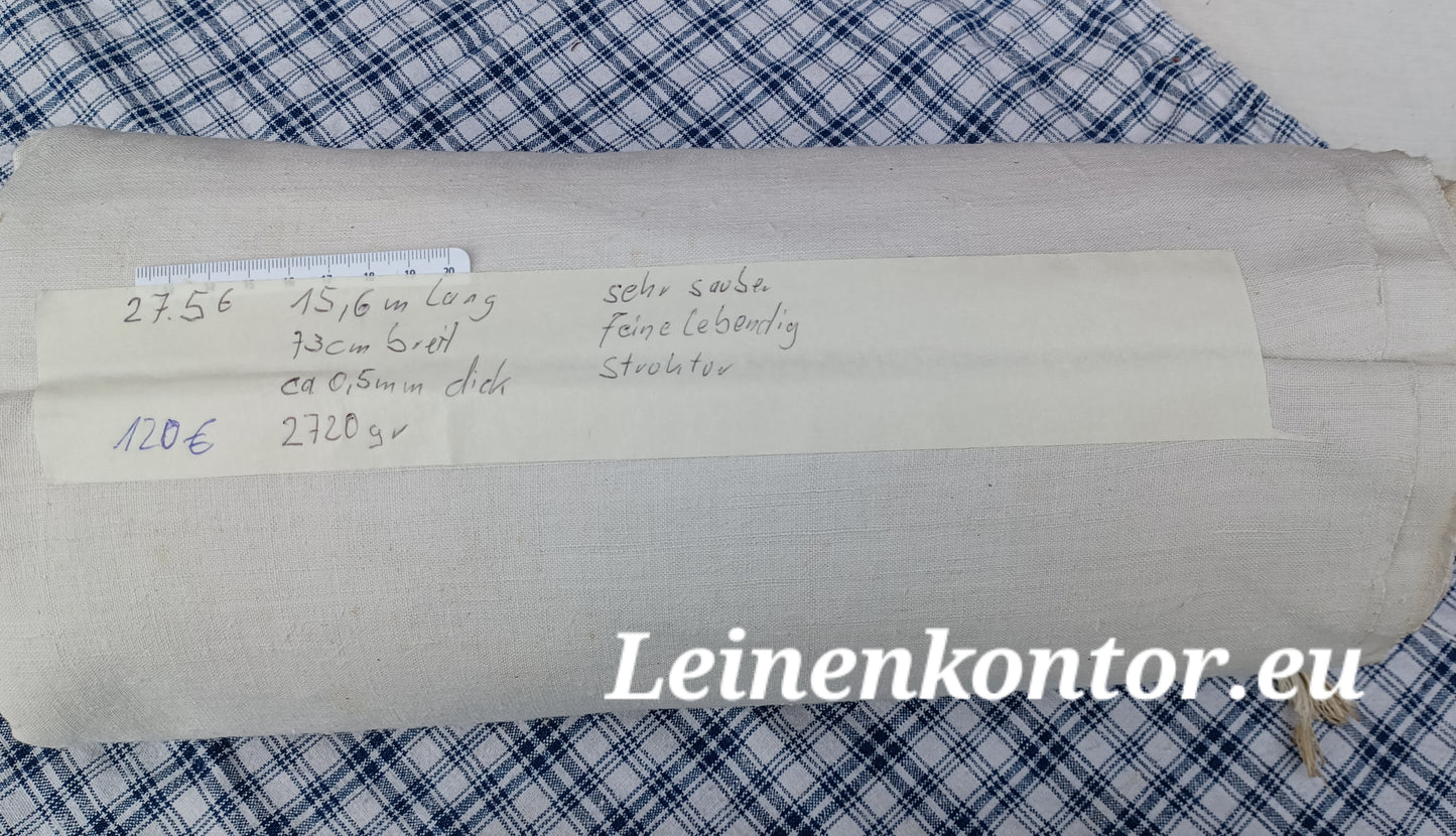 27.56 (15,6m x 0,73m x 0,5mm) Altes Bauernleinen Landhaus Leinenstoff Leinenballen