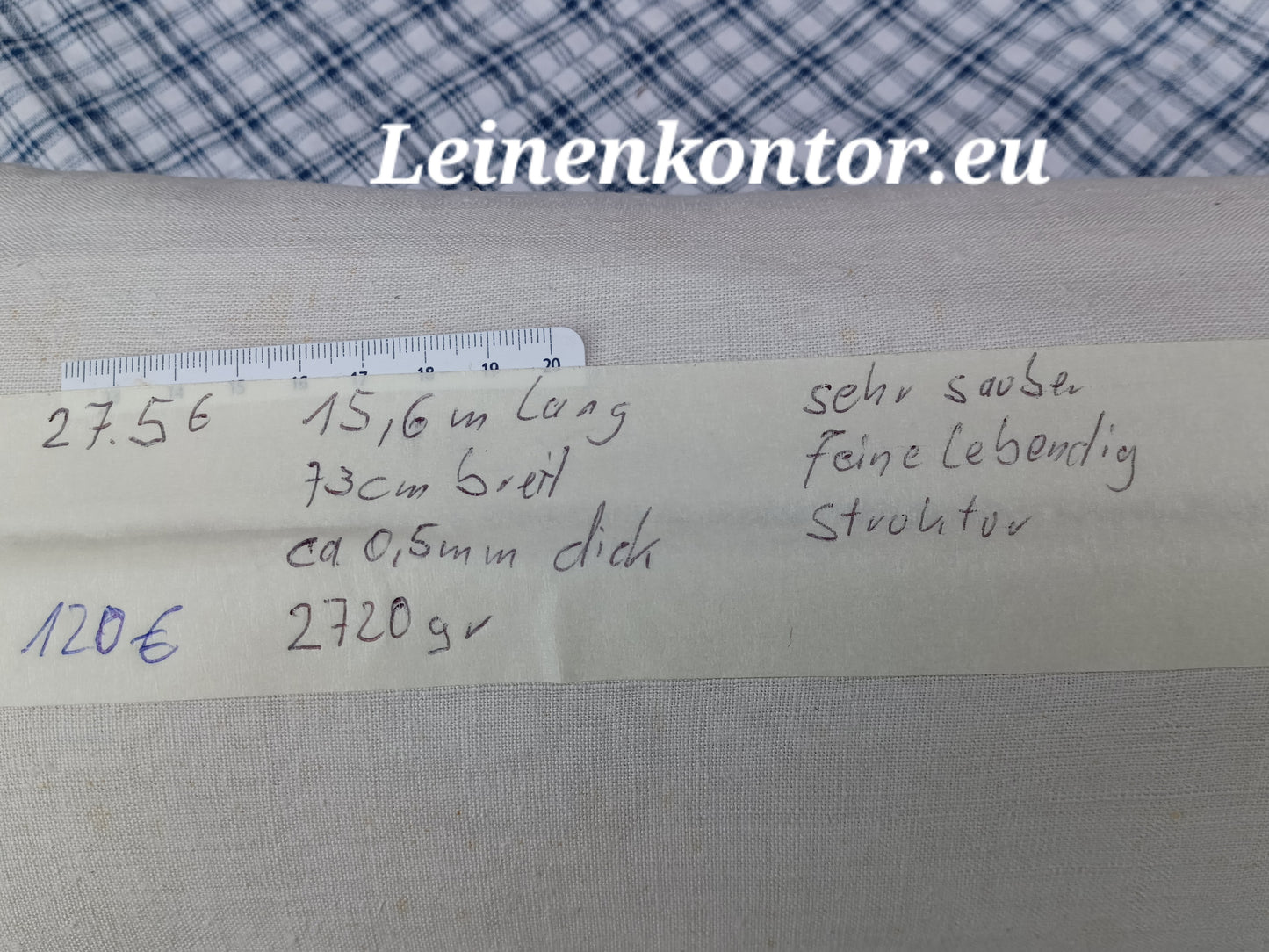 27.56 (15,6m x 0,73m x 0,5mm) Altes Bauernleinen Landhaus Leinenstoff Leinenballen