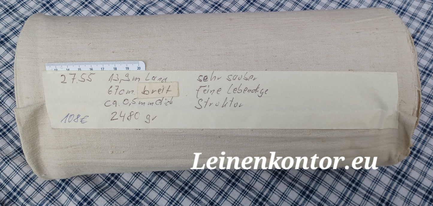 27.55 13,9m x 0,67m x 0,5mm) Altes Bauernleinen Landhaus Leinenstoff Leinenballen
