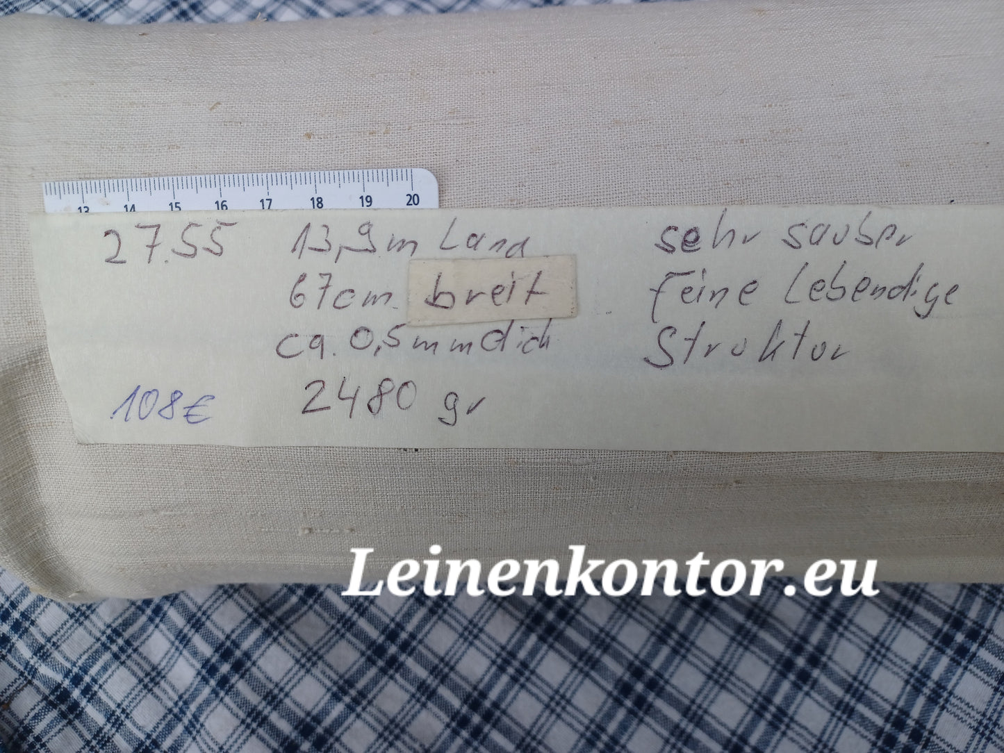 27.55 13,9m x 0,67m x 0,5mm) Altes Bauernleinen Landhaus Leinenstoff Leinenballen