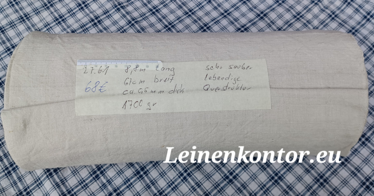 27.61 (8,8m x 0,67m x 0,5mm) Altes Bauernleinen Landhaus Leinenstoff Leinenballen