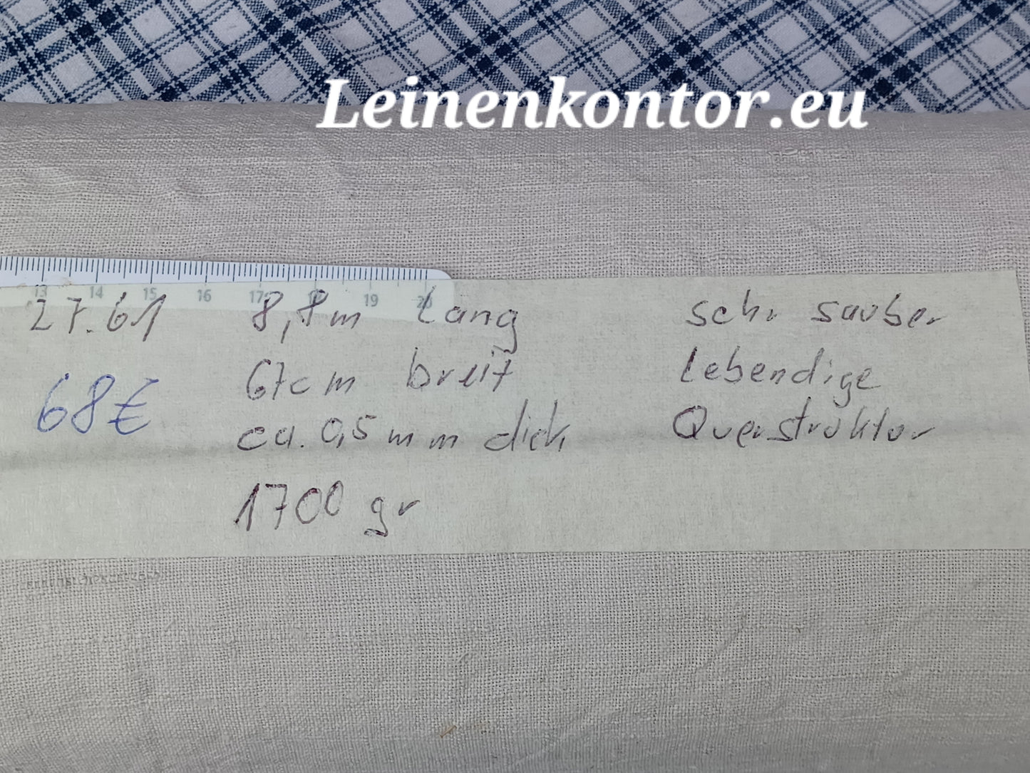 27.61 (8,8m x 0,67m x 0,5mm) Altes Bauernleinen Landhaus Leinenstoff Leinenballen