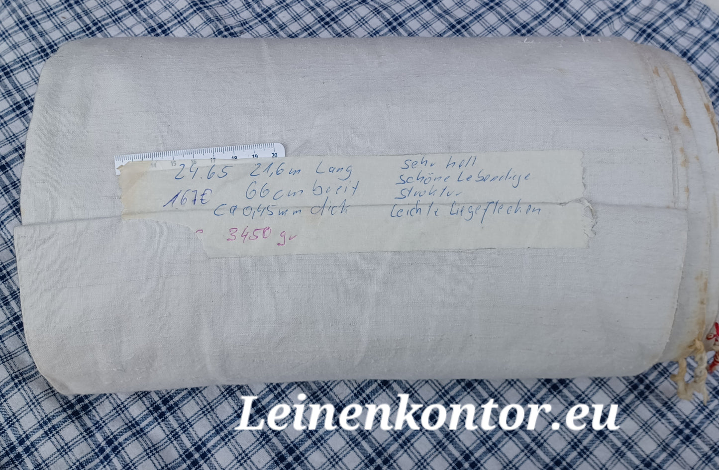 24.65 (21,6m x 0,66m x 0,45mm) Altes Bauernleinen Landhaus Leinenstoff Leinenballen