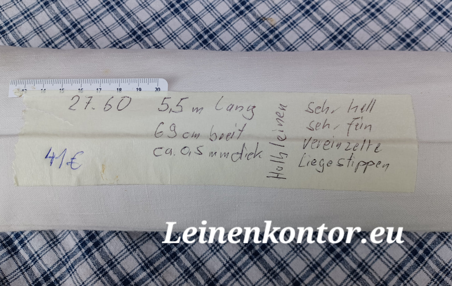 27.60 (5,5m x 0,69m x 0,5mm) Halbleinen Altes Bauernleinen Landhaus Leinenstoff Leinenballen