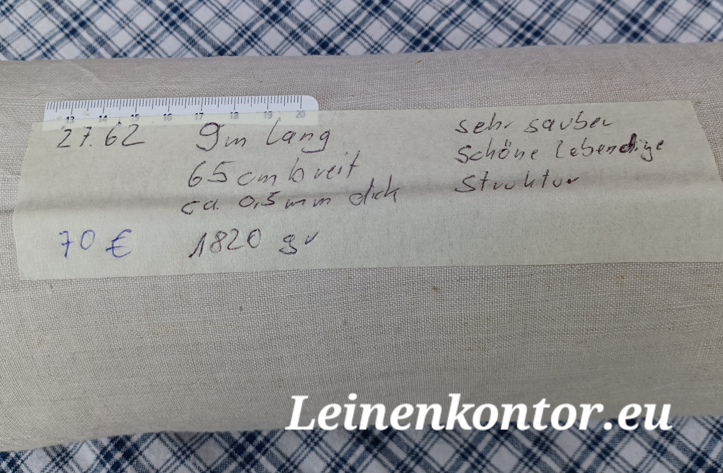 27.62 (9m x 0,65m x 0,5mm) Altes Bauernleinen Landhaus Leinenstoff Leinenballen
