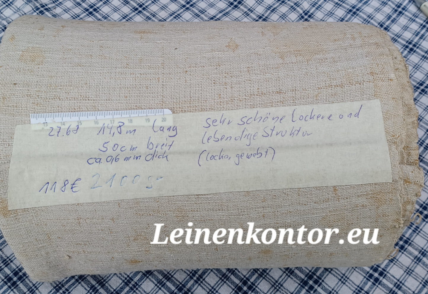 27.68 (14,8m x 0,50m x 0,6mm) Altes Bauernleinen Landhaus Leinenstoff Leinenballen