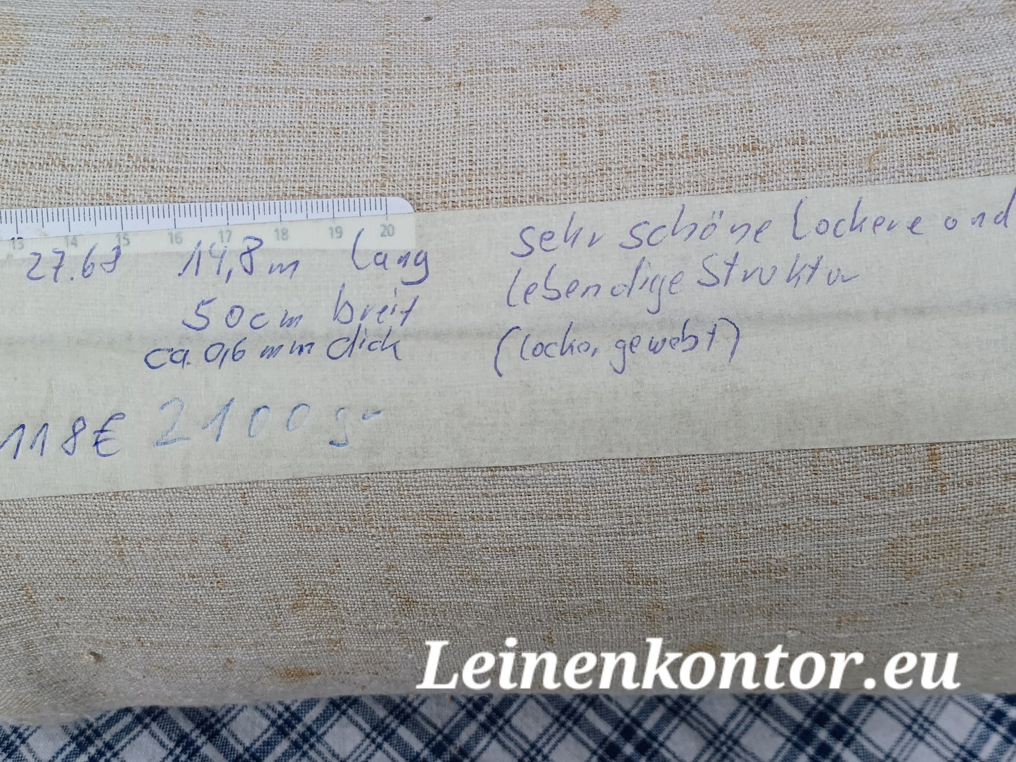 27.68 (14,8m x 0,50m x 0,6mm) Altes Bauernleinen Landhaus Leinenstoff Leinenballen