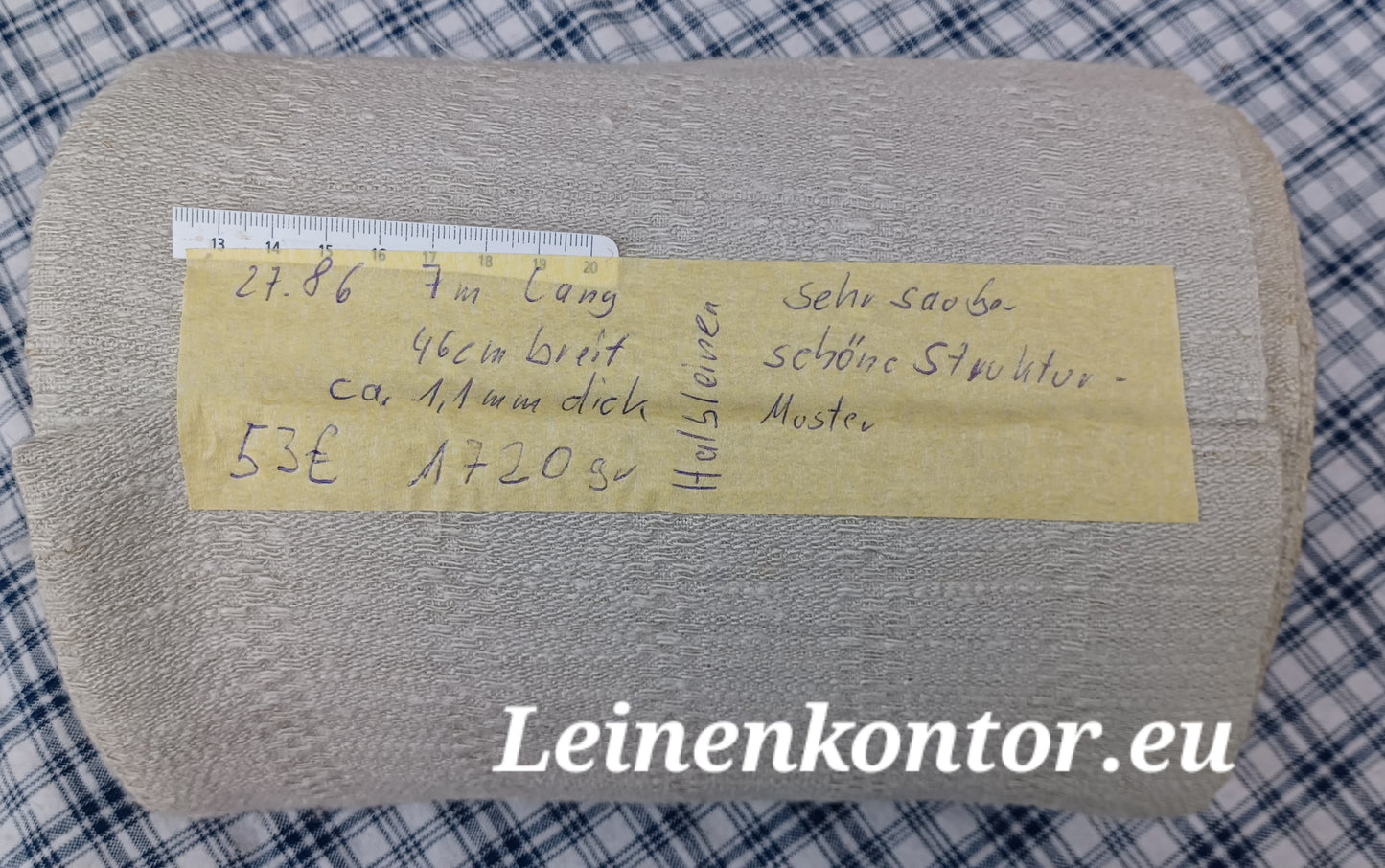 27.86 (7m x 0,46m x 1,1mm) Halbleinen Altes Bauernleinen Landhaus Leinenstoff Leinenballen