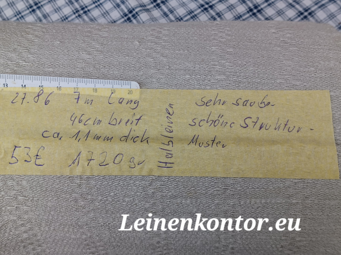 27.86 (7m x 0,46m x 1,1mm) Halbleinen Altes Bauernleinen Landhaus Leinenstoff Leinenballen