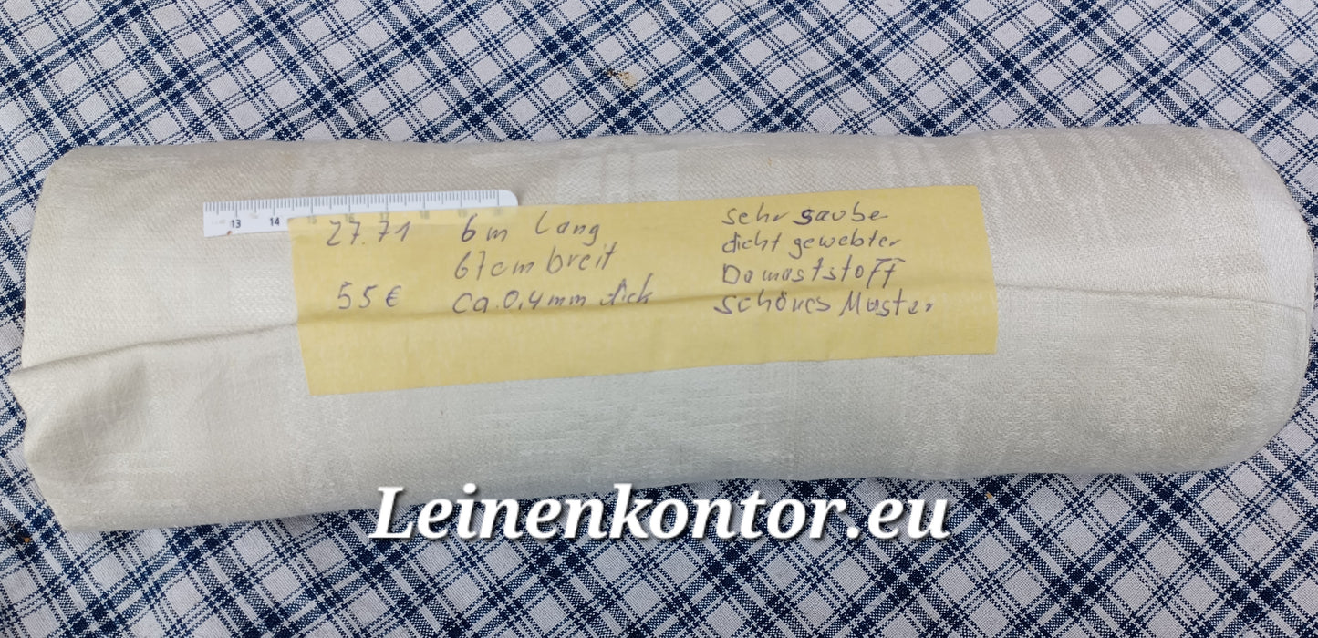 27.71 (6m x 0,67m x 0,4mm) Leinen Damast Altes Bauern Leinen Landhaus Leinenstoff Leinenballen