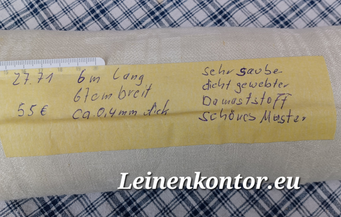 27.71 (6m x 0,67m x 0,4mm) Leinen Damast Altes Bauern Leinen Landhaus Leinenstoff Leinenballen