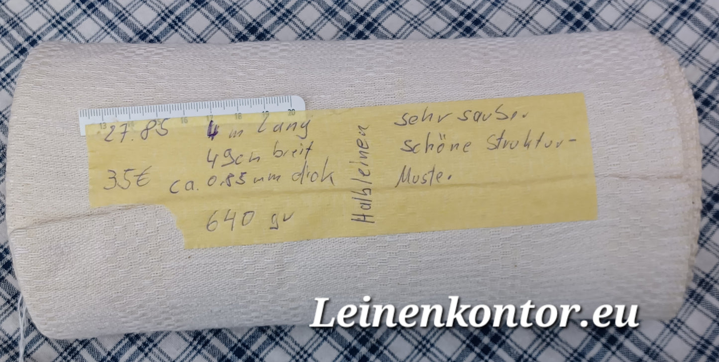 27.85 (4m x 0,49m x 0,85mm) Halbleinen Leinen Landhaus Leinenstoff Leinenballen