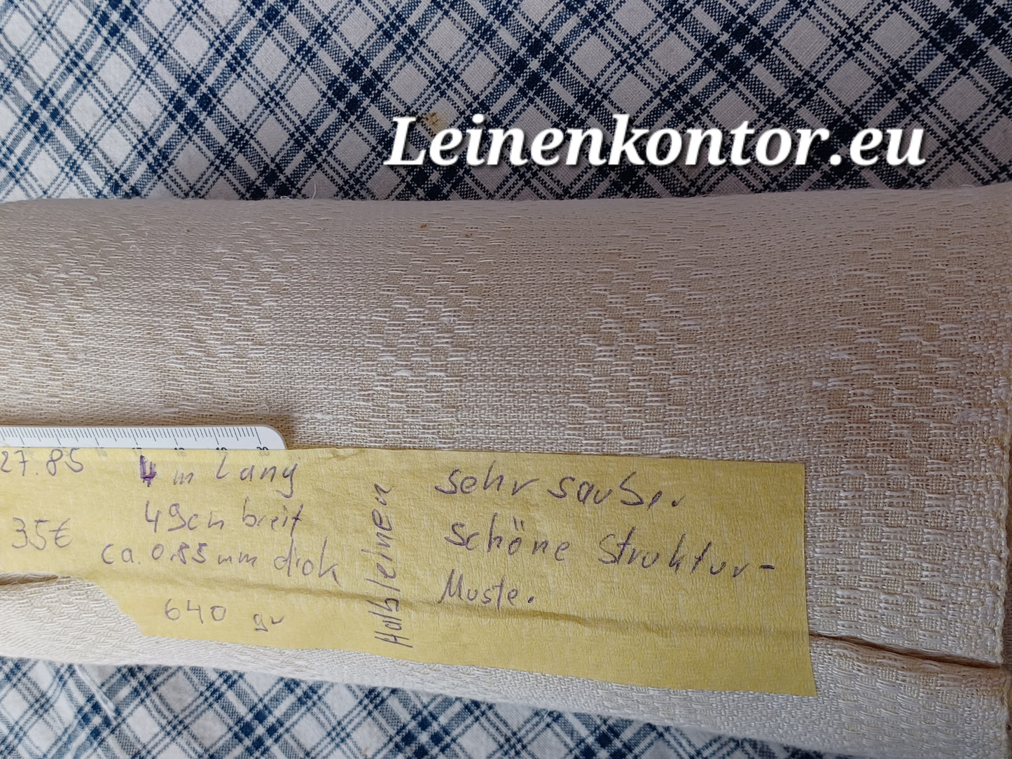 27.85 (4m x 0,49m x 0,85mm) Halbleinen Leinen Landhaus Leinenstoff Leinenballen