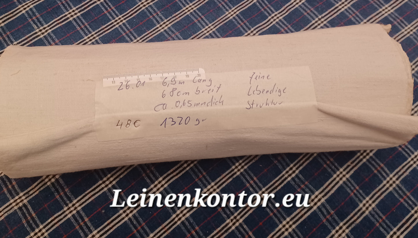 26.01 (6,9m x 0,68m x 0,65mm, 1320gr) Bauernleinen Leinen Landhaus Leinenstoff Leinenballen