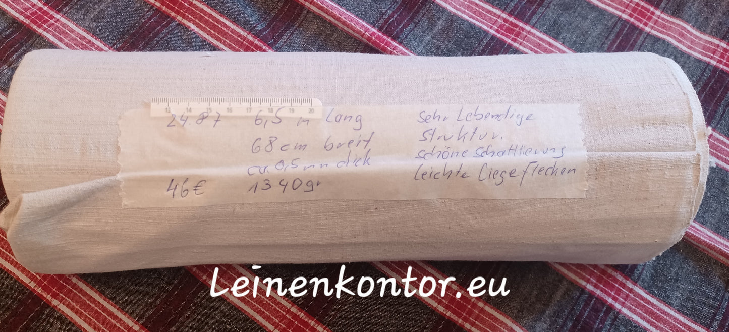 24.87 (6,5m x 0,68m x 0,5mm) Leinen Landhaus Leinenstoff Leinenballen