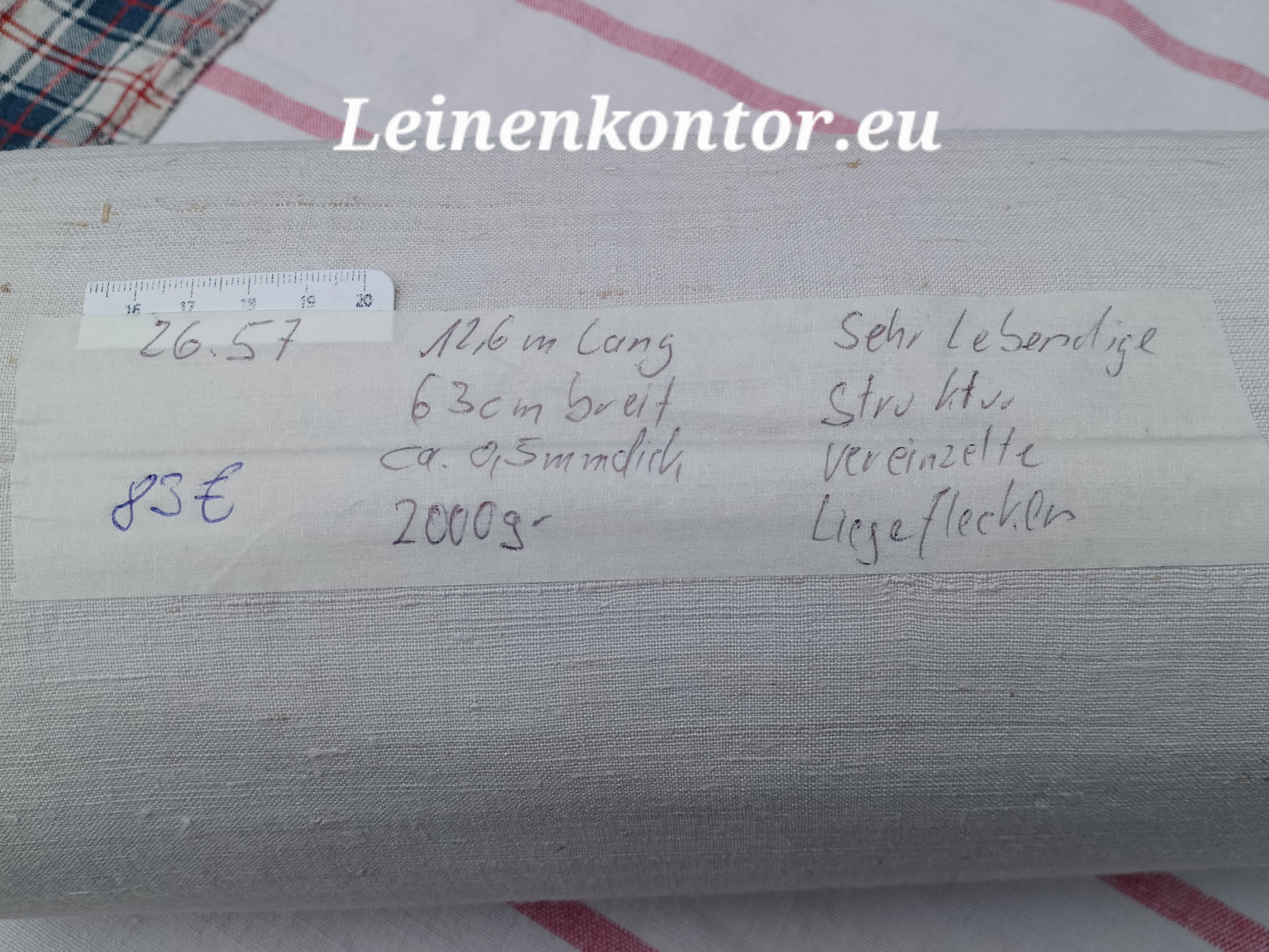 26.57 (12,6m x 0,63m x 0,5mm, 2000gr) Leinen Landhaus Leinenstoff Leinenballen
