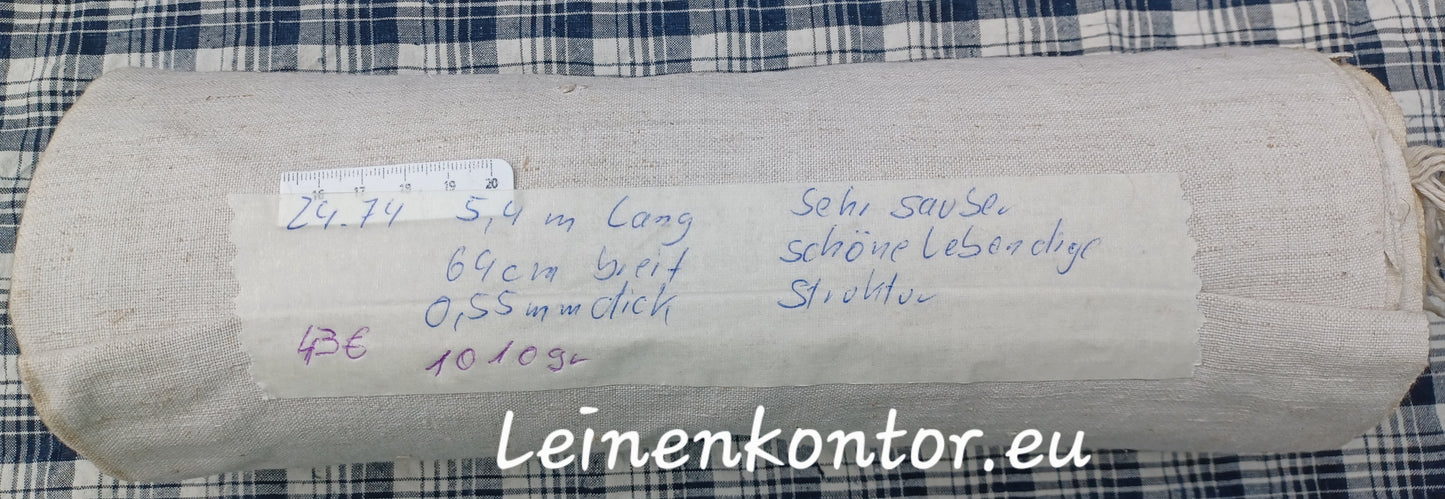 24.74 (5,4m x 0,66m x 0,5mm) Altes Bauernleinen Landhaus Leinenstoff Leinenballen
