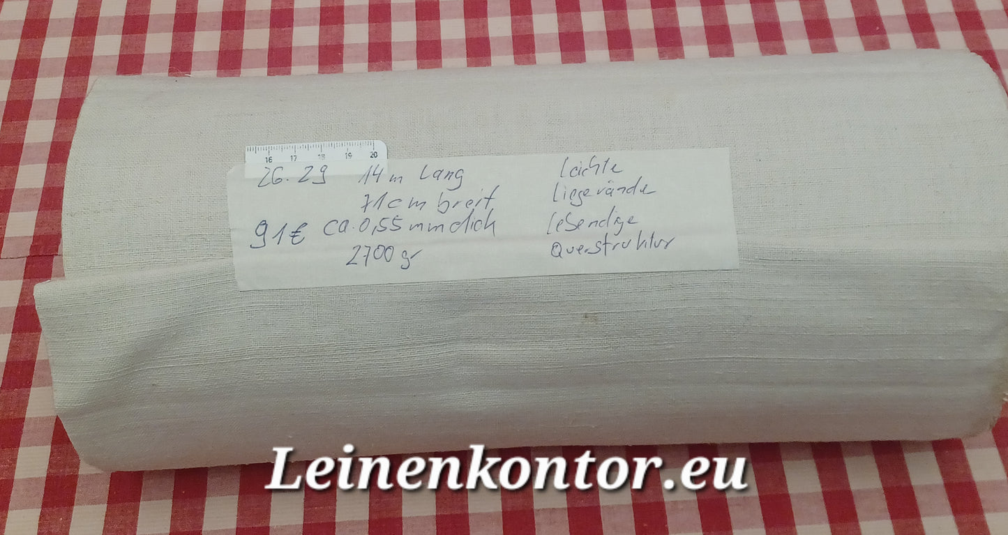 26.29 (14m x 0,71m x 0,55mm, 2700gr) Leinen Landhaus Leinenstoff Leinenballen