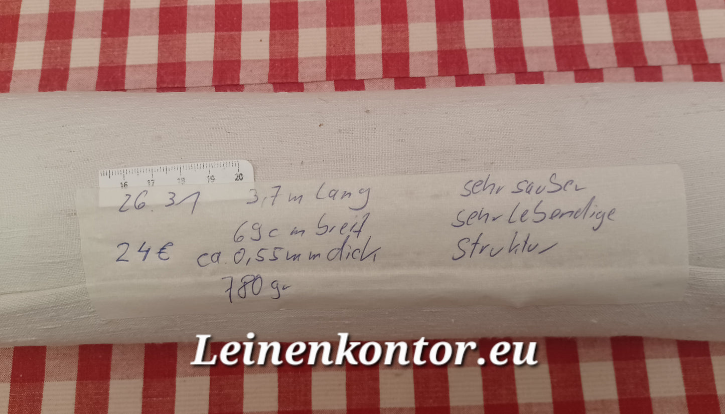 26.31 (3,7m x 69m x 0,55mm, 780gr) Leinen Landhaus Leinenstoff Leinenballen