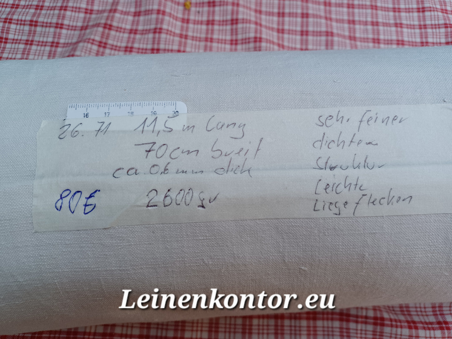 26.71 (11,5m x 0,70m x 0,6mm, 2600gr) Leinen Landhaus Leinenstoff Leinenballen