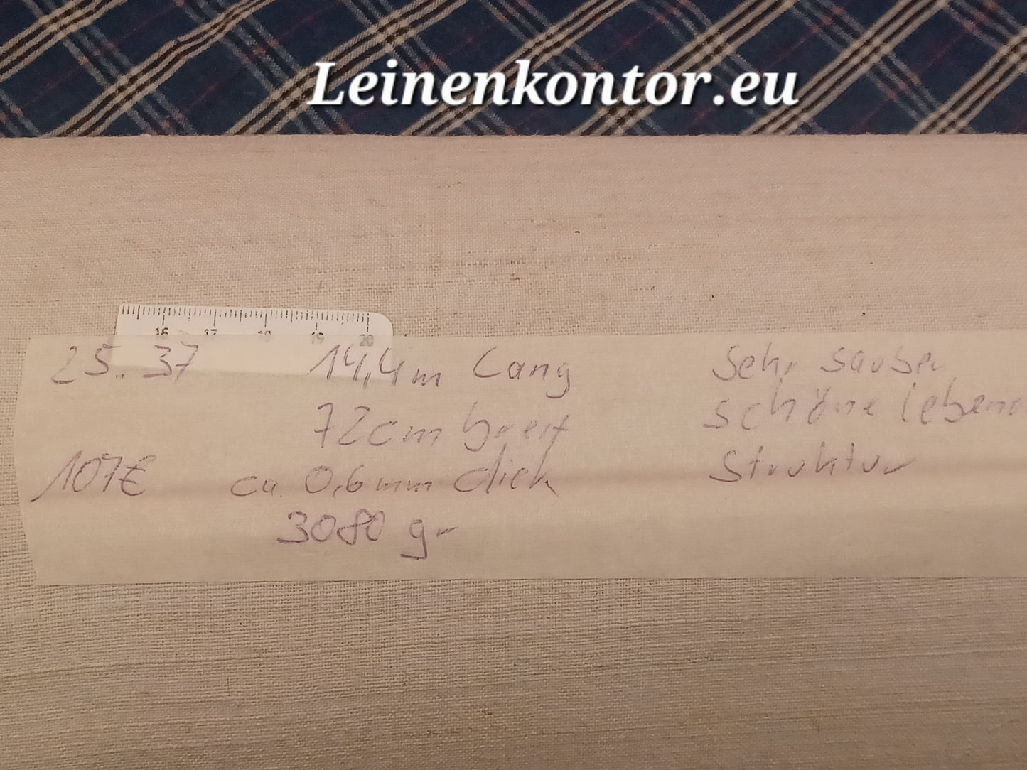 25.37 (14,4m x 0,72m x 0,6mm) Leinen Landhaus Leinenstoff Leinenballen