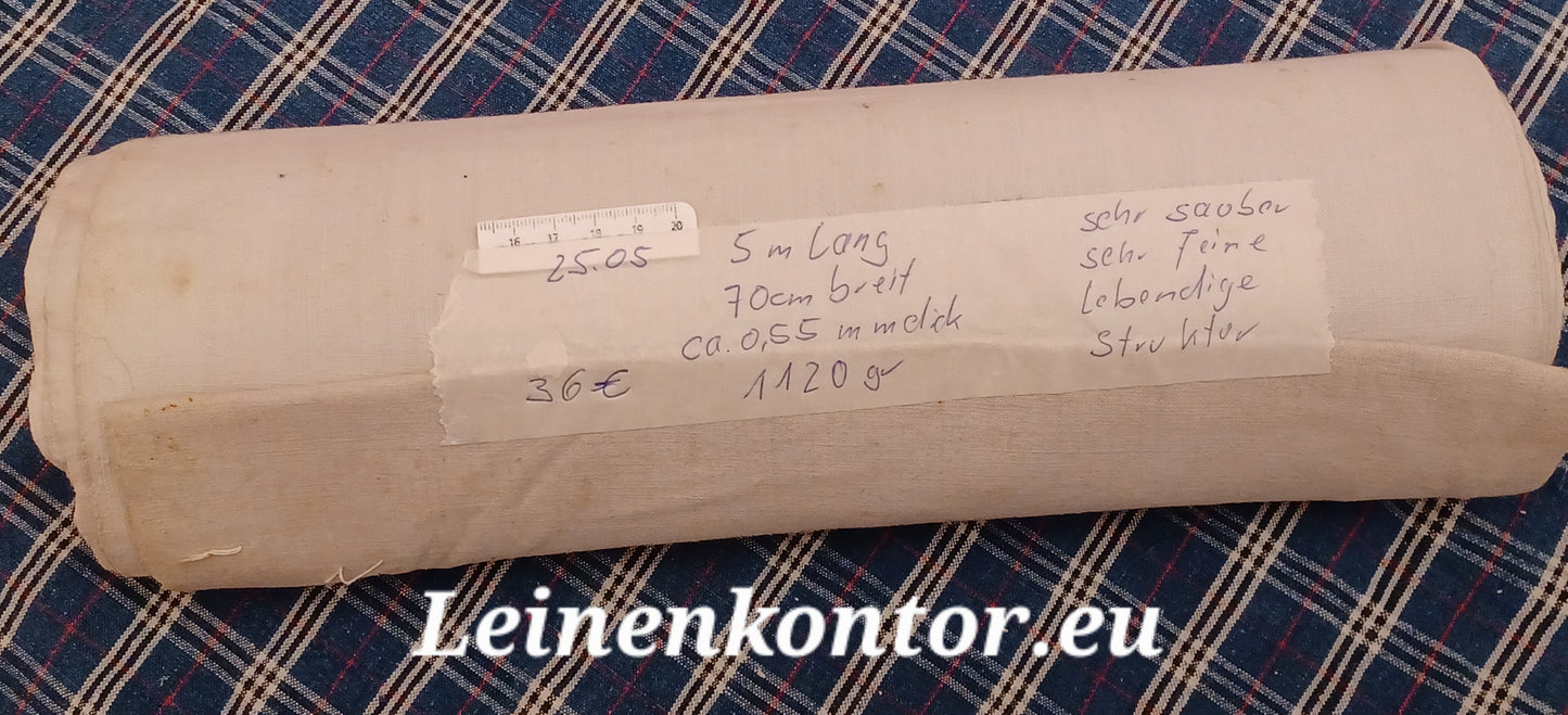 25.05 (5m x 0,70m x 0,55mm) Leinen Landhaus Leinenstoff Leinenballen