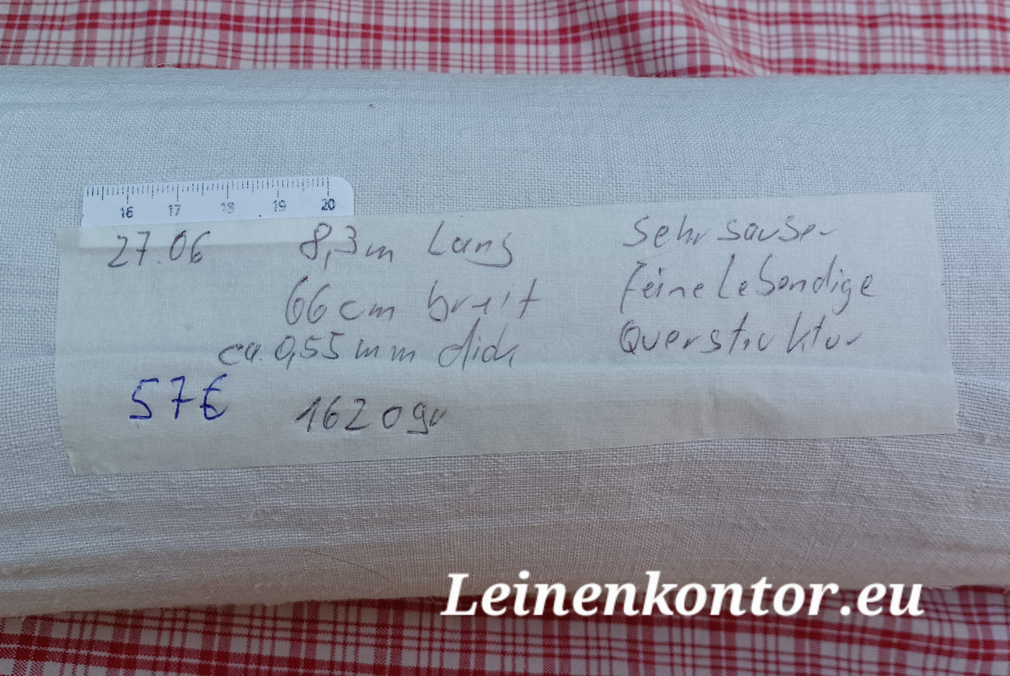 27.06 (8,3m x 0,66m x 0,55mm, 1620gr) Leinen Landhaus Leinenstoff Leinenballen